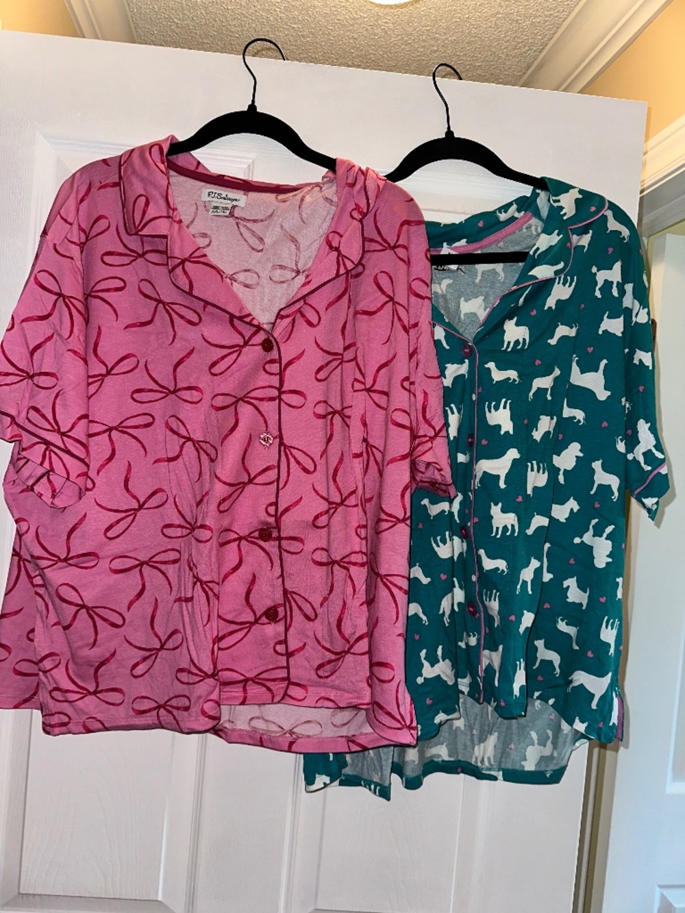 P.J. Salvage Pajama Top Bundle XXL NWT Pink Bows & Teal Dog Print Lounge Sleep